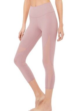 Alo Yoga high waist coast capri leggings mesh smoky quartz, size small